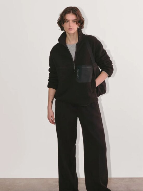 NWT EVERLANE The ReNew Fleece Oversized Half-Zip S Black - Picture 10 of 11